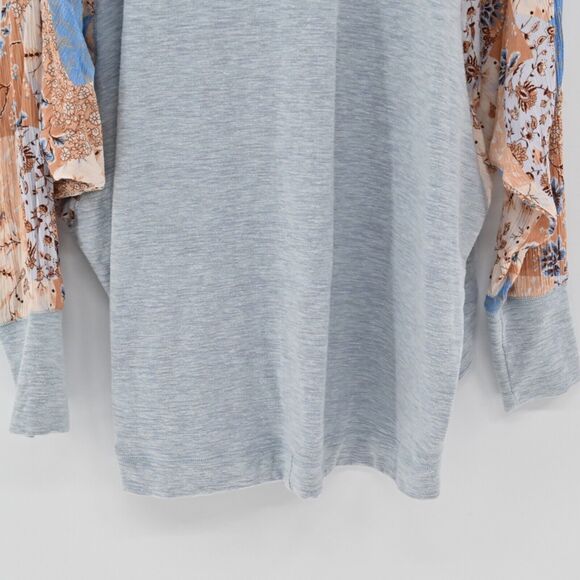 DOE AND‎ RAE Cardigan Womens Sz L Blue Floral Patchwork Dolman Sleeve Open Front - Picture 7 of 13